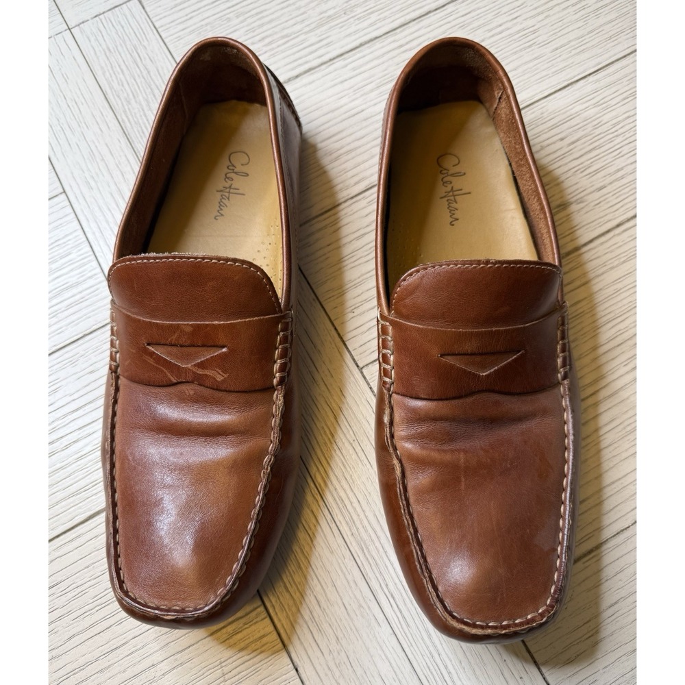 Cole Haan Brown Leather Mens Slip On Shoes Penny Loafers Sz 9 M. Classic Preppy